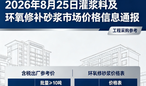 井研2026年8月25日灌浆料及环氧修补砂浆市场价格信息通报